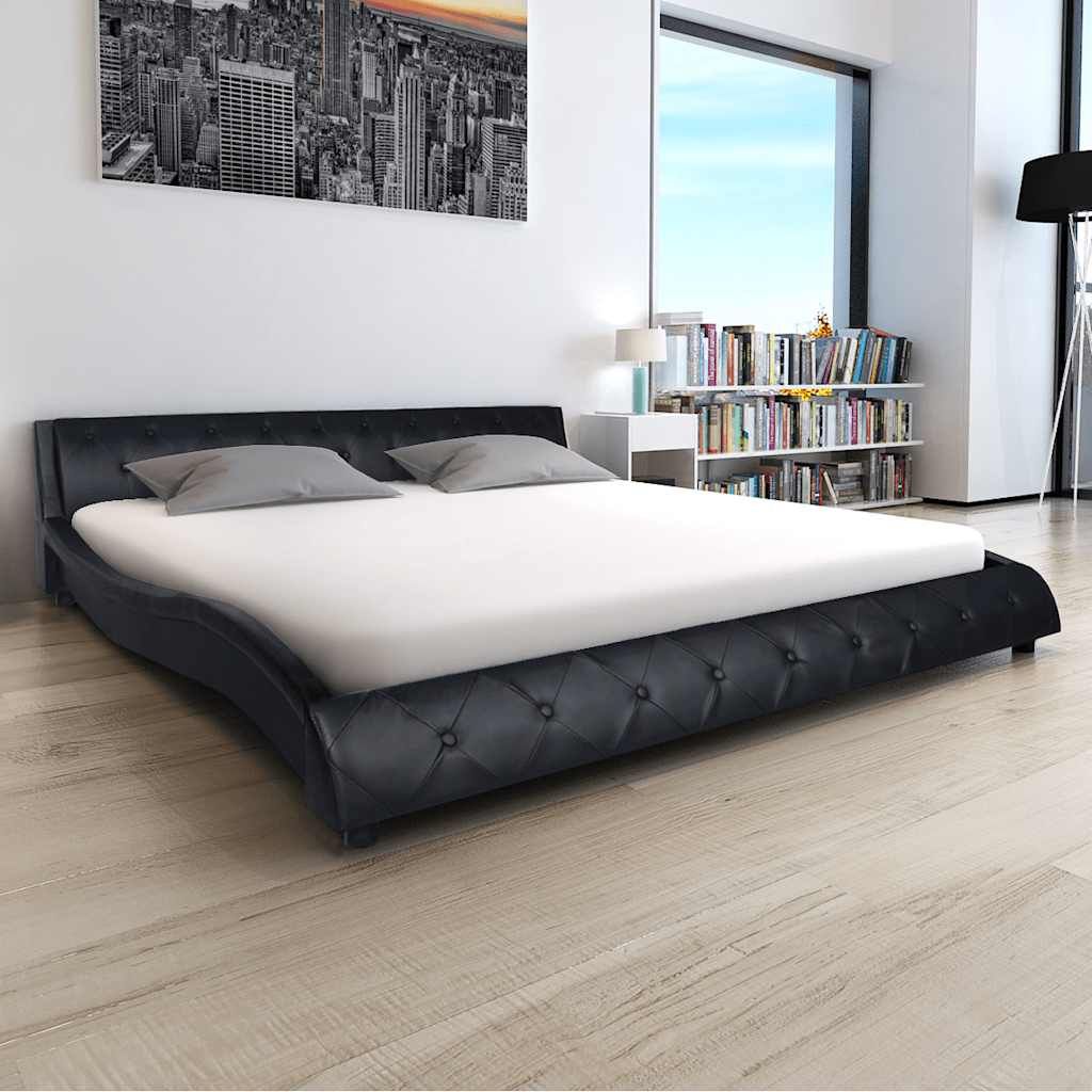 Letto con Materasso Memory Foam Nero in Similpelle 140x200 cm vidaXL