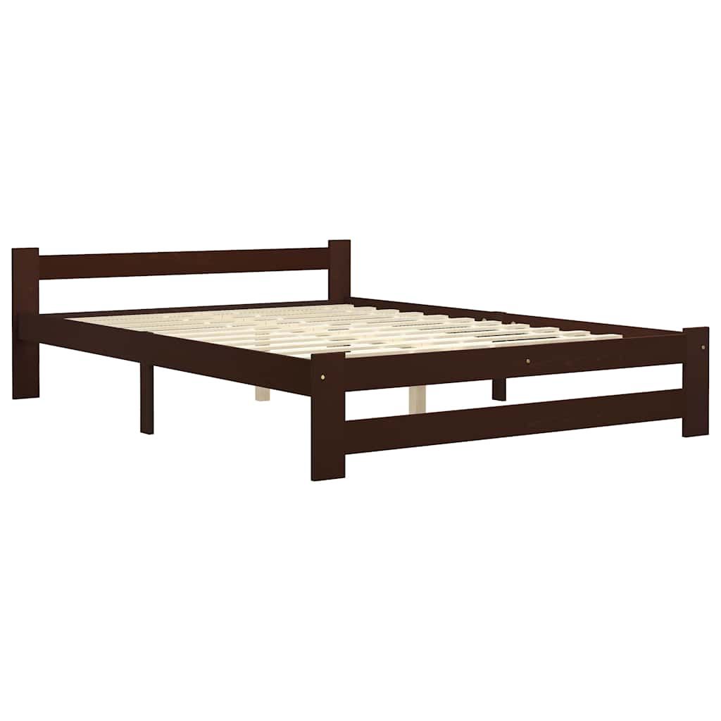 Giroletto con 2 Cassetti Marrone Scuro Legno di Pino 140x200 cm vidaXL