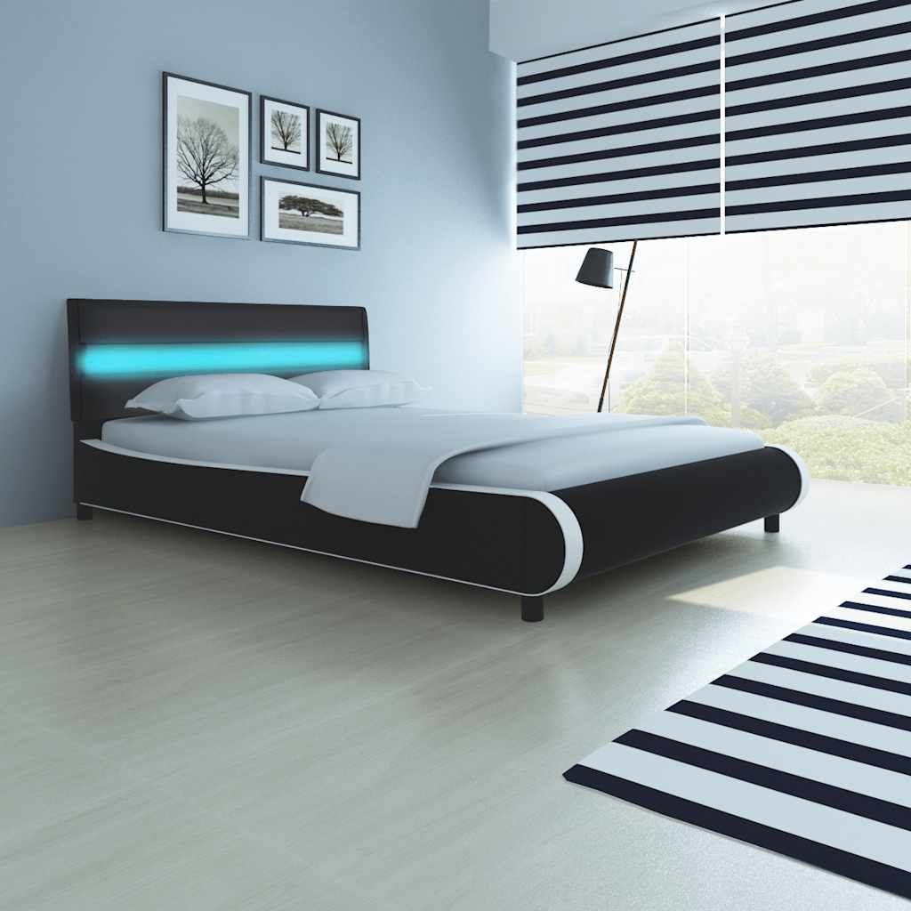 Letto con Materasso a LED Nero in Similpelle 140x200 cm vidaXL