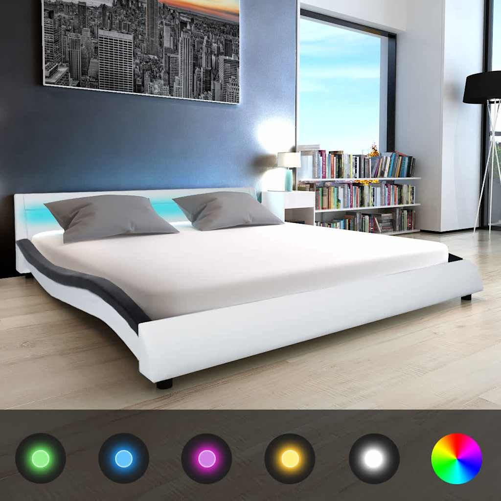 Letto con Materasso e LED Nero e Bianco in Similpelle 180x200cm vidaXL