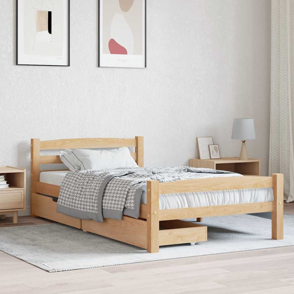 Giroletto con 2 Cassetti in Legno Massello di Pino 100x200 cm vidaXL