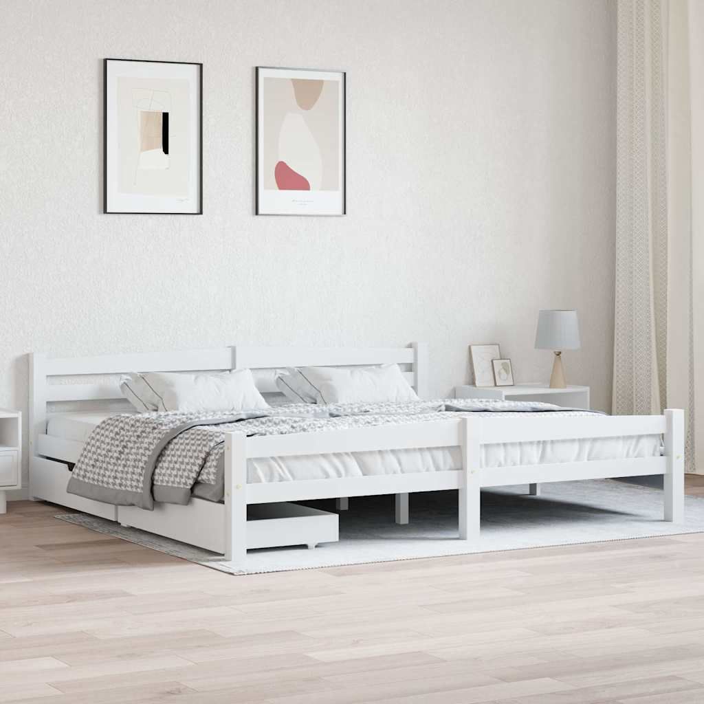 Giroletto con 2 Cassetti Bianco in Massello di Pino 200x200cm vidaXL