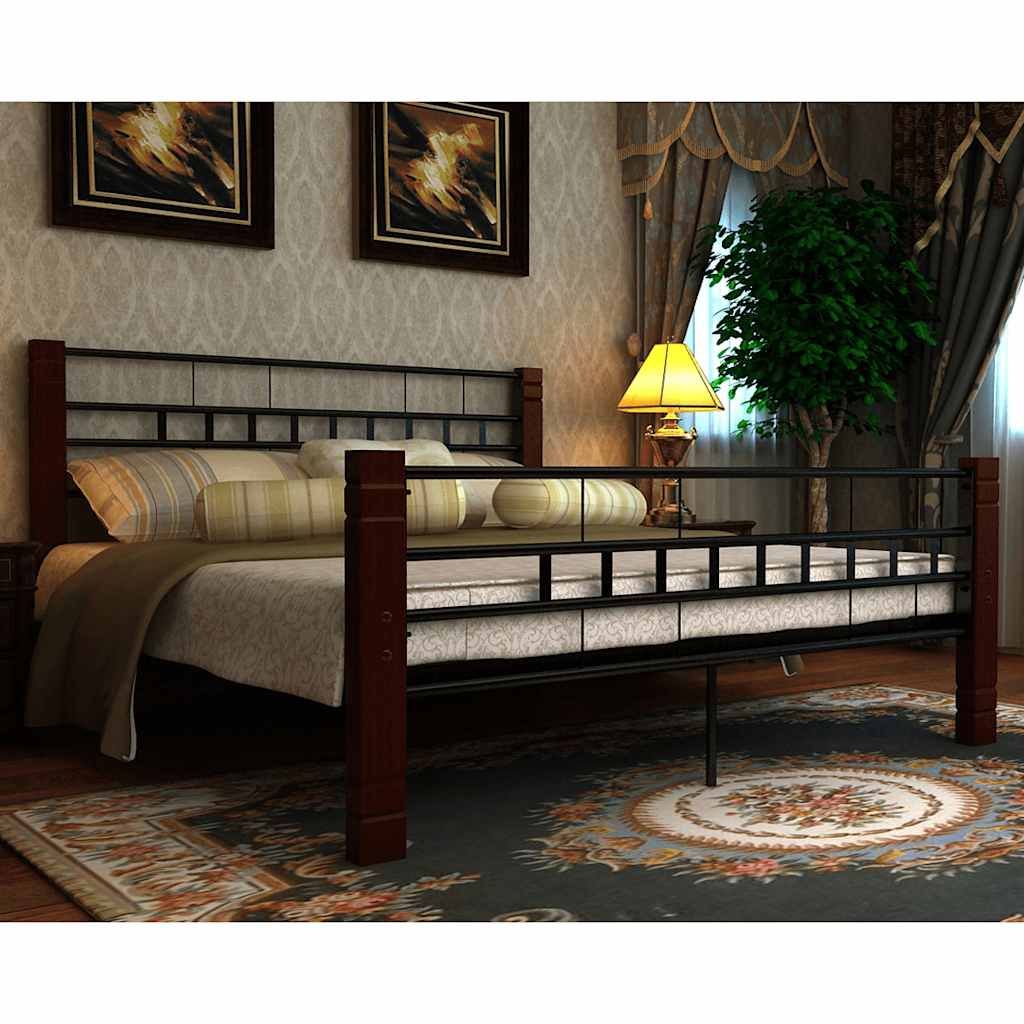 Letto con Materasso Nero in Metallo 180x200 cm vidaXL