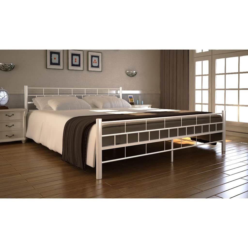Letto con Materasso con Memoria Bianco in Metallo 140x200 cm vidaXL