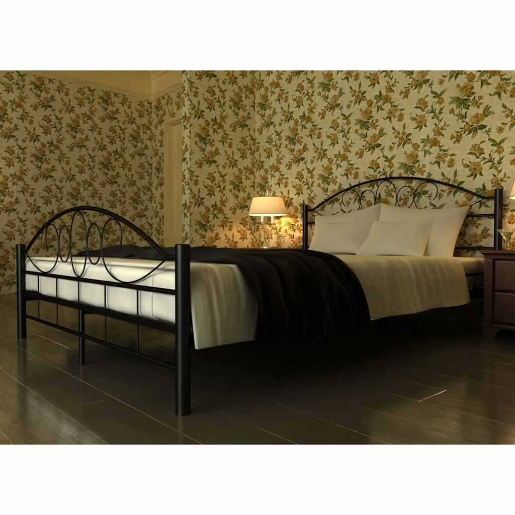 Letto con Materasso con Memoria Nero in Metallo 180x200 cm vidaXL