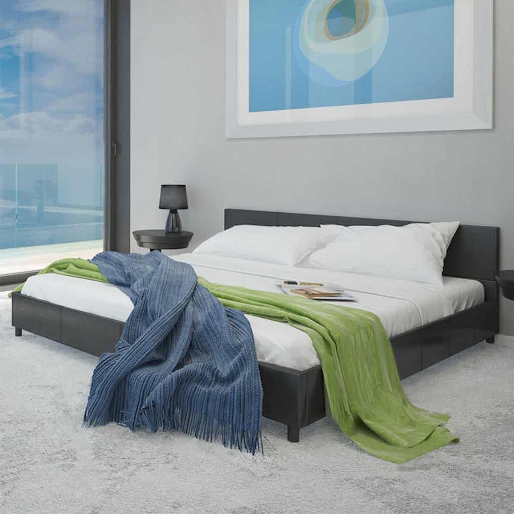 Letto con Materasso con Memoria Nero in Similpelle 180x200 cm vidaXL