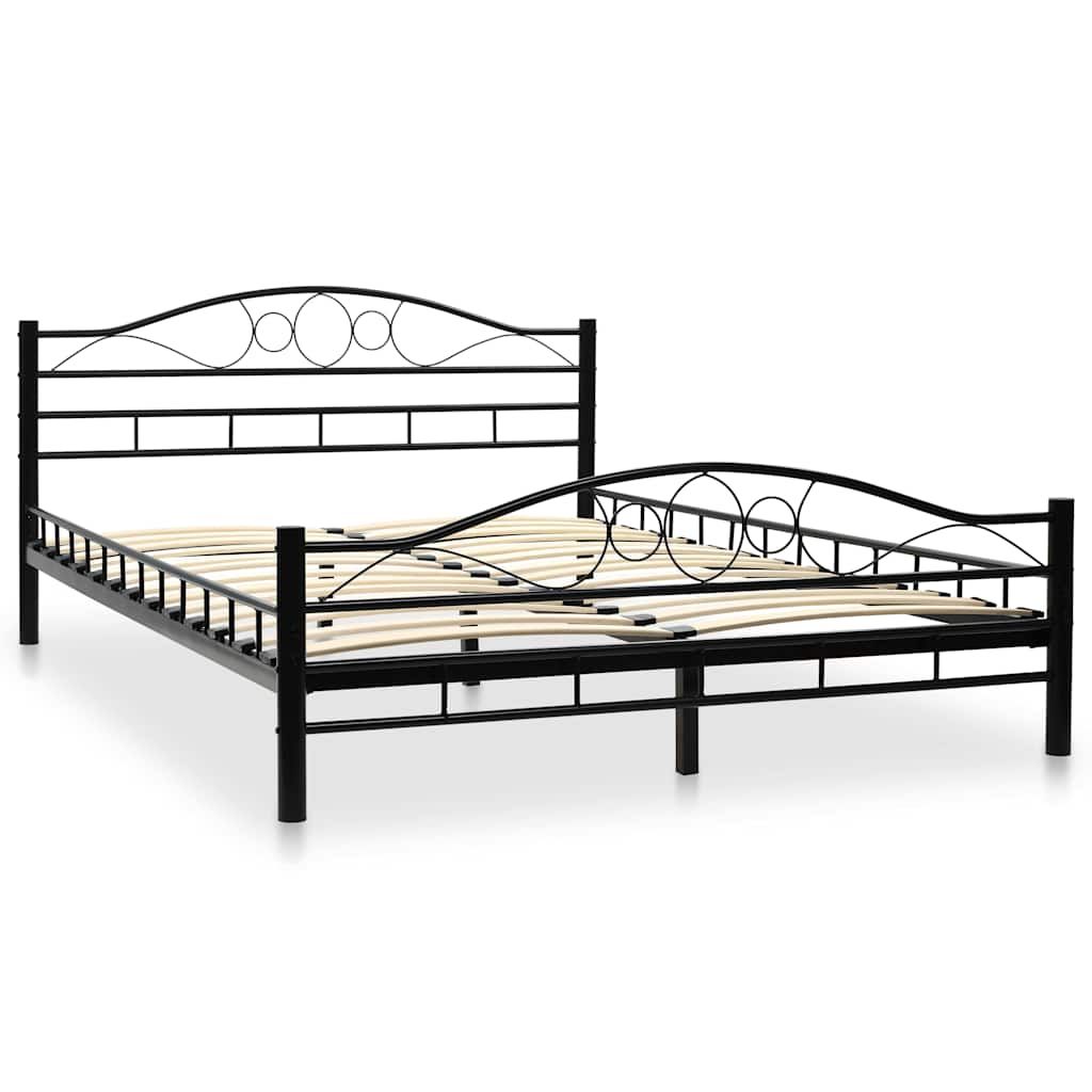 Letto con Materasso Memory Foam Nero in Metallo 140x200 cm vidaXL