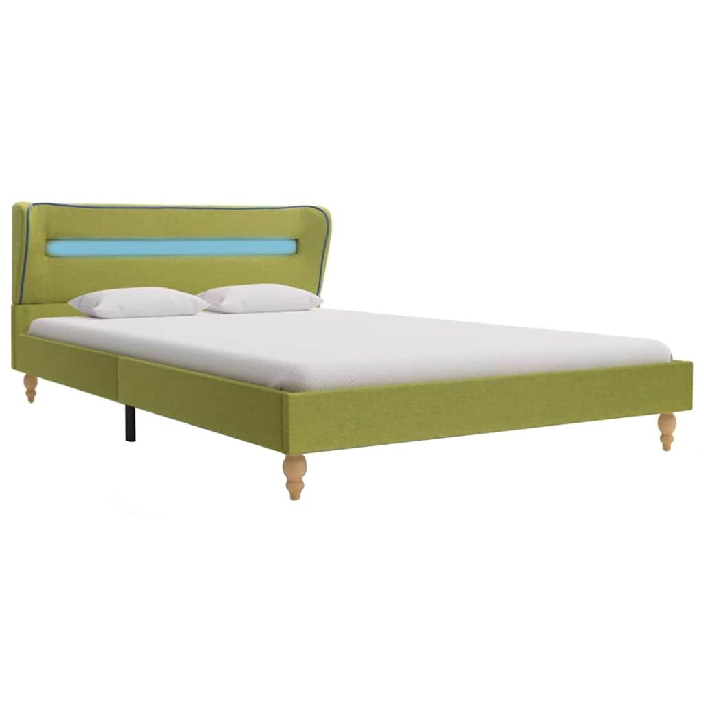 Letto con LED e Materasso Verde in Tessuto 140x200 cm vidaXL