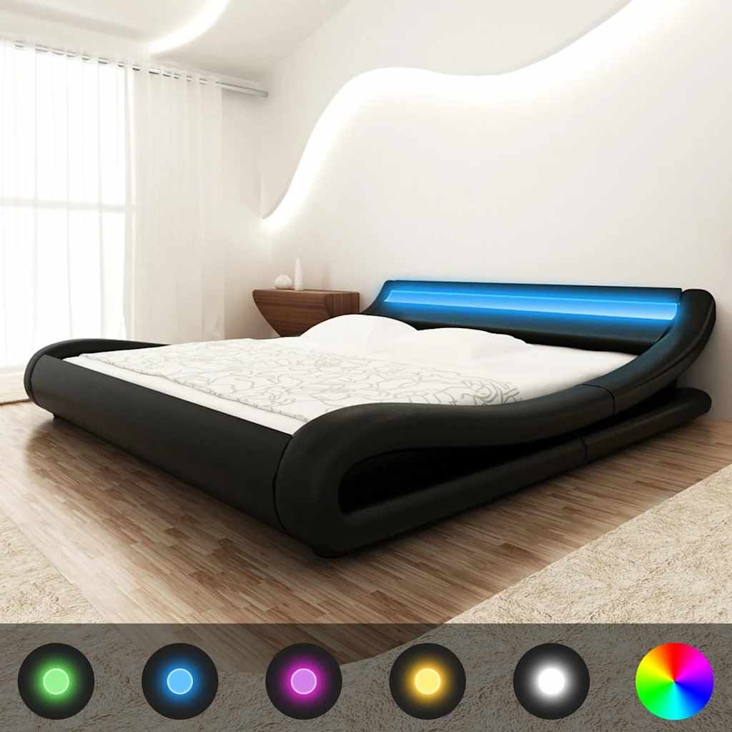 Letto con Materasso a LED Nero in Similpelle 140x200 cm vidaXL