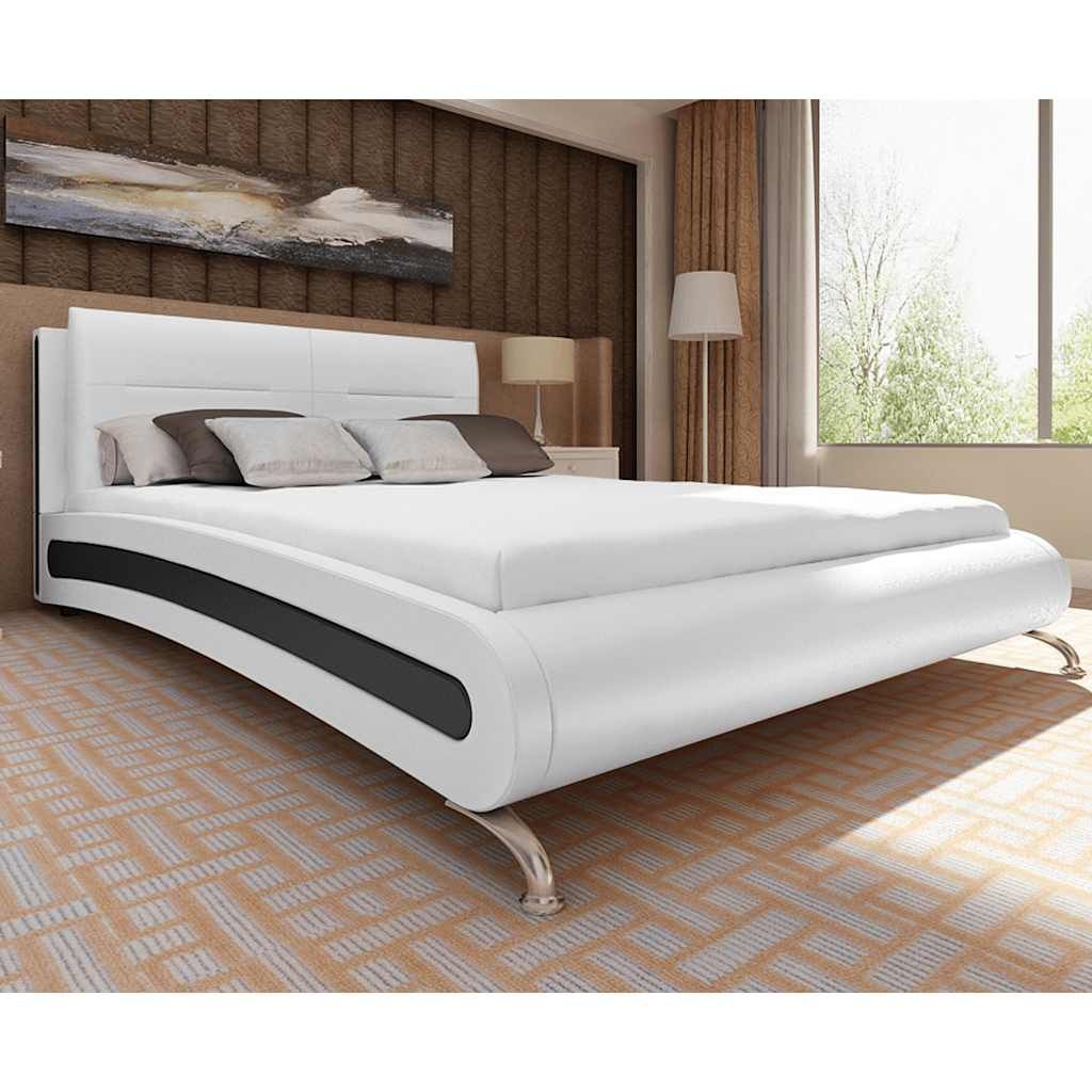 Letto con Materasso Nero e Bianco in Similpelle 140x200 cm vidaXL