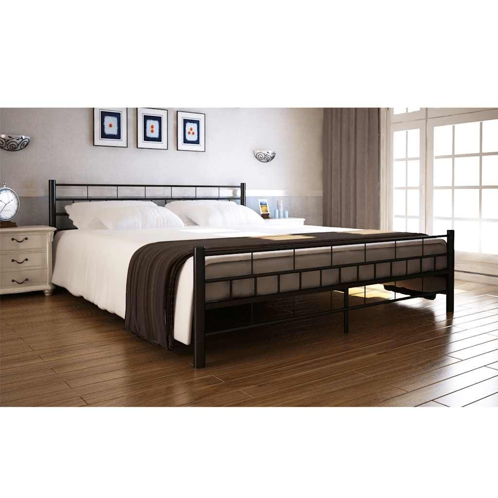 Letto con Materasso Memory Foam Nero in Acciaio 140x200 cm vidaXL