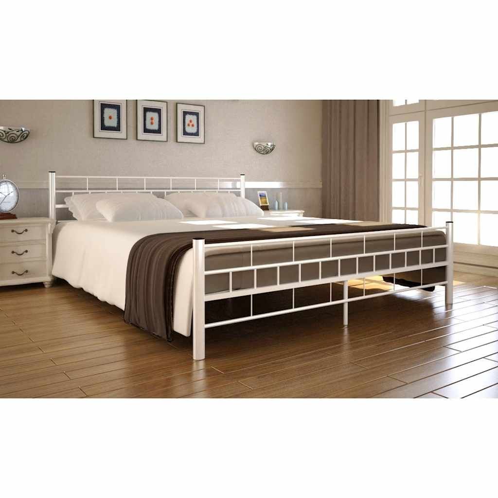 Letto con Materasso Memory Foam Bianco in Acciaio 180x200 cm vidaXL