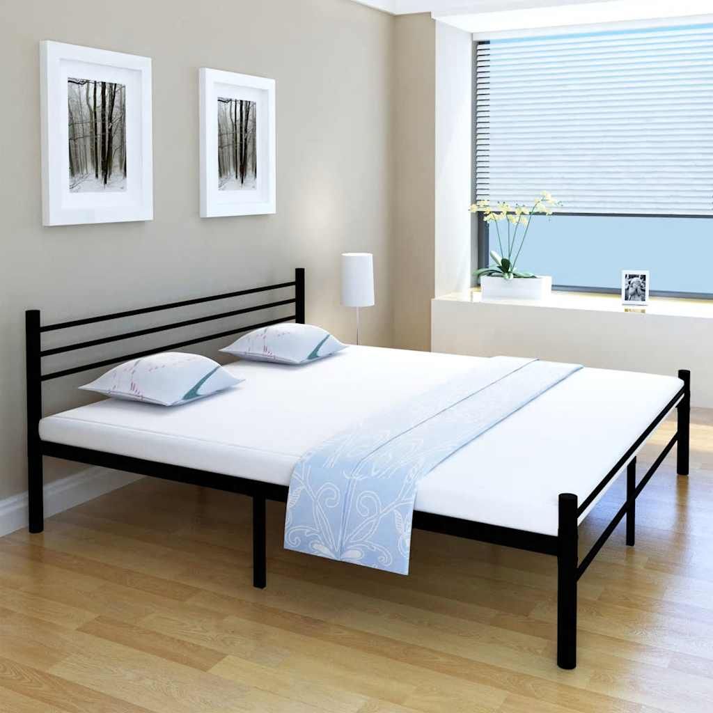 Letto con Materasso Nero in Metallo 180x200 cm vidaXL