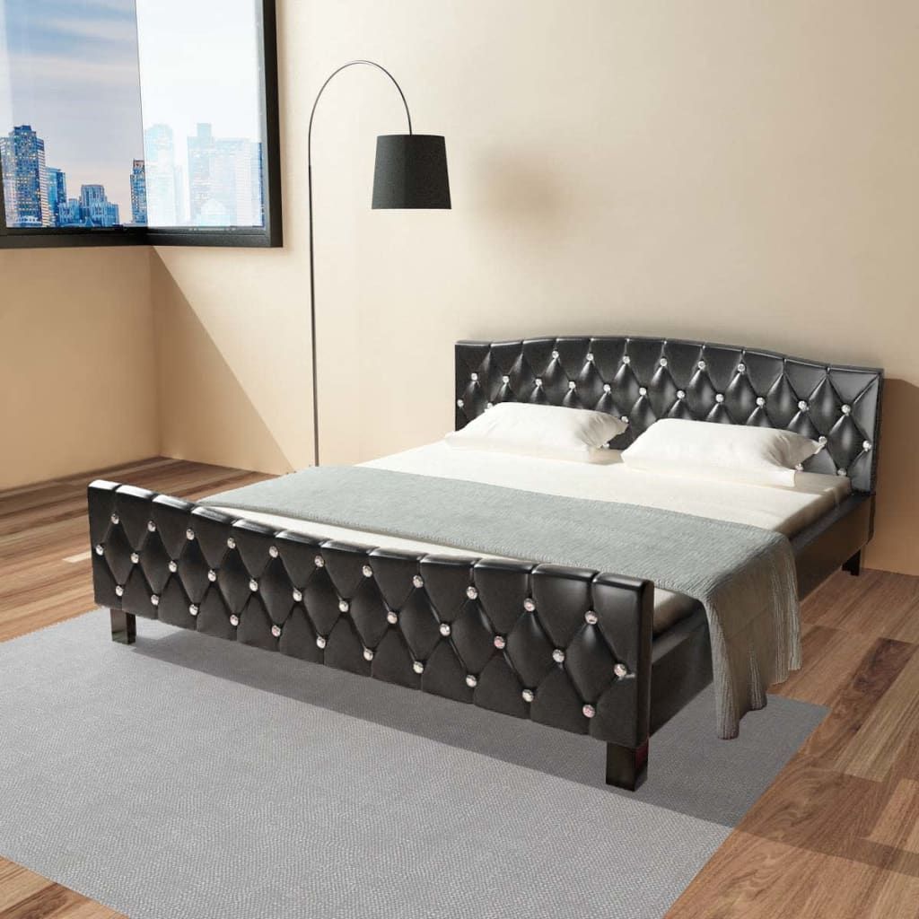 Letto con Materasso Memory Foam Nero in Similpelle 180x200 cm vidaXL