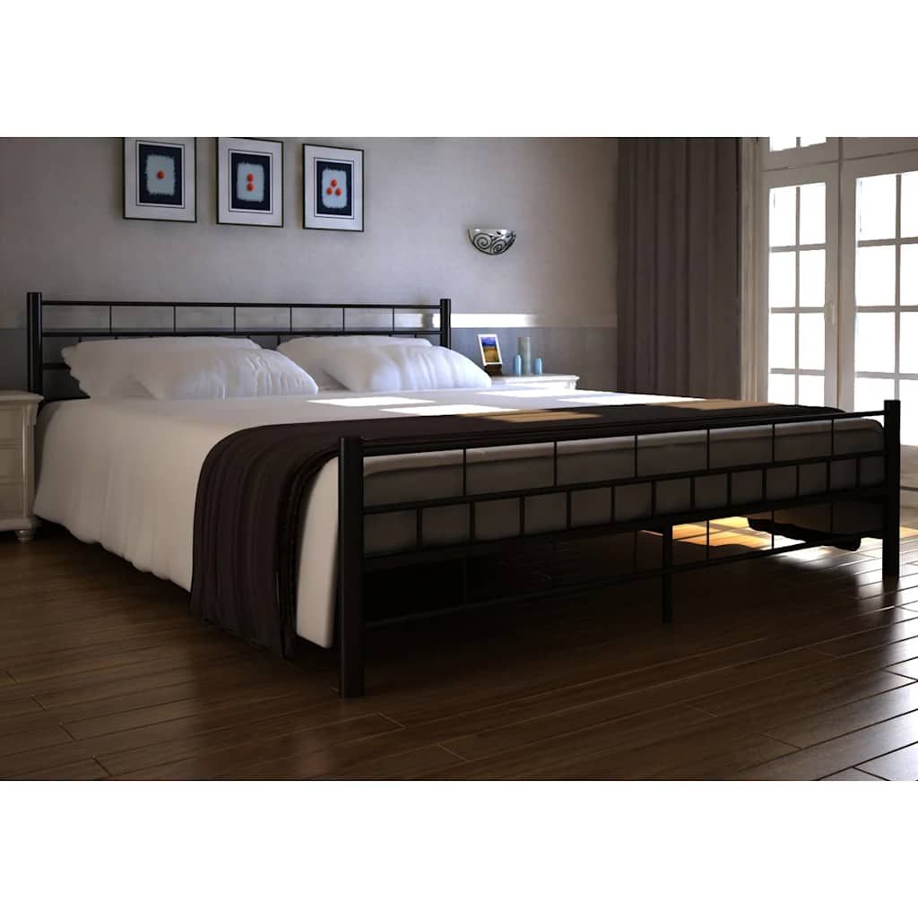 Letto con Materasso con Memoria Nero in Metallo 140x200 cm vidaXL