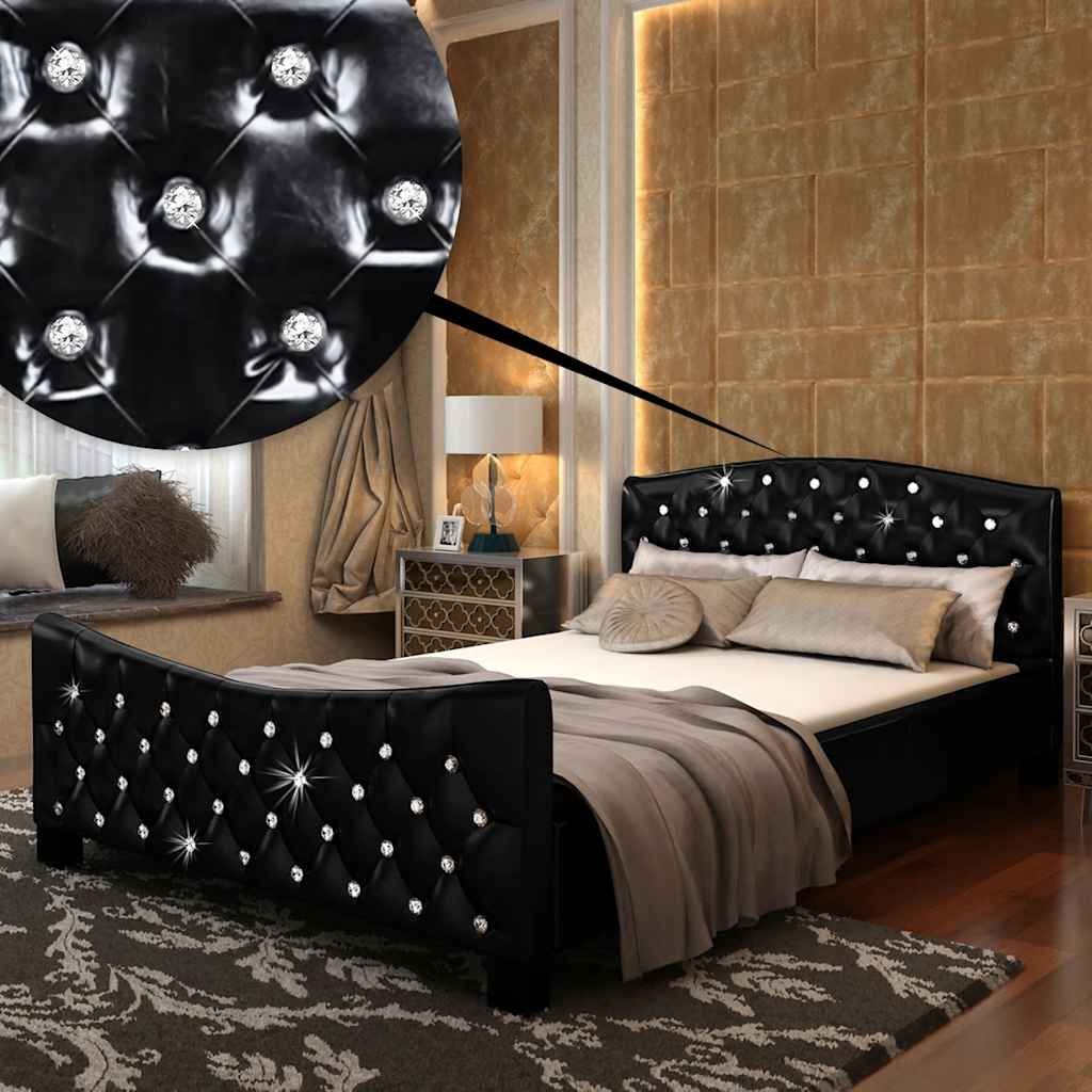 Letto con Materasso Nero in Similpelle 140x200 cm vidaXL