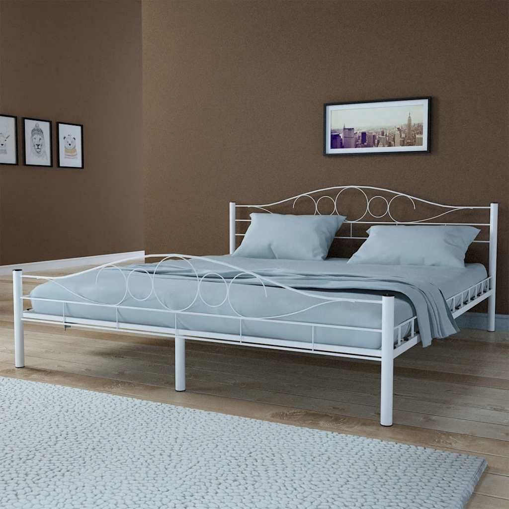 Letto con Materasso Bianco in Acciaio Verniciato 180x200 cm vidaXL