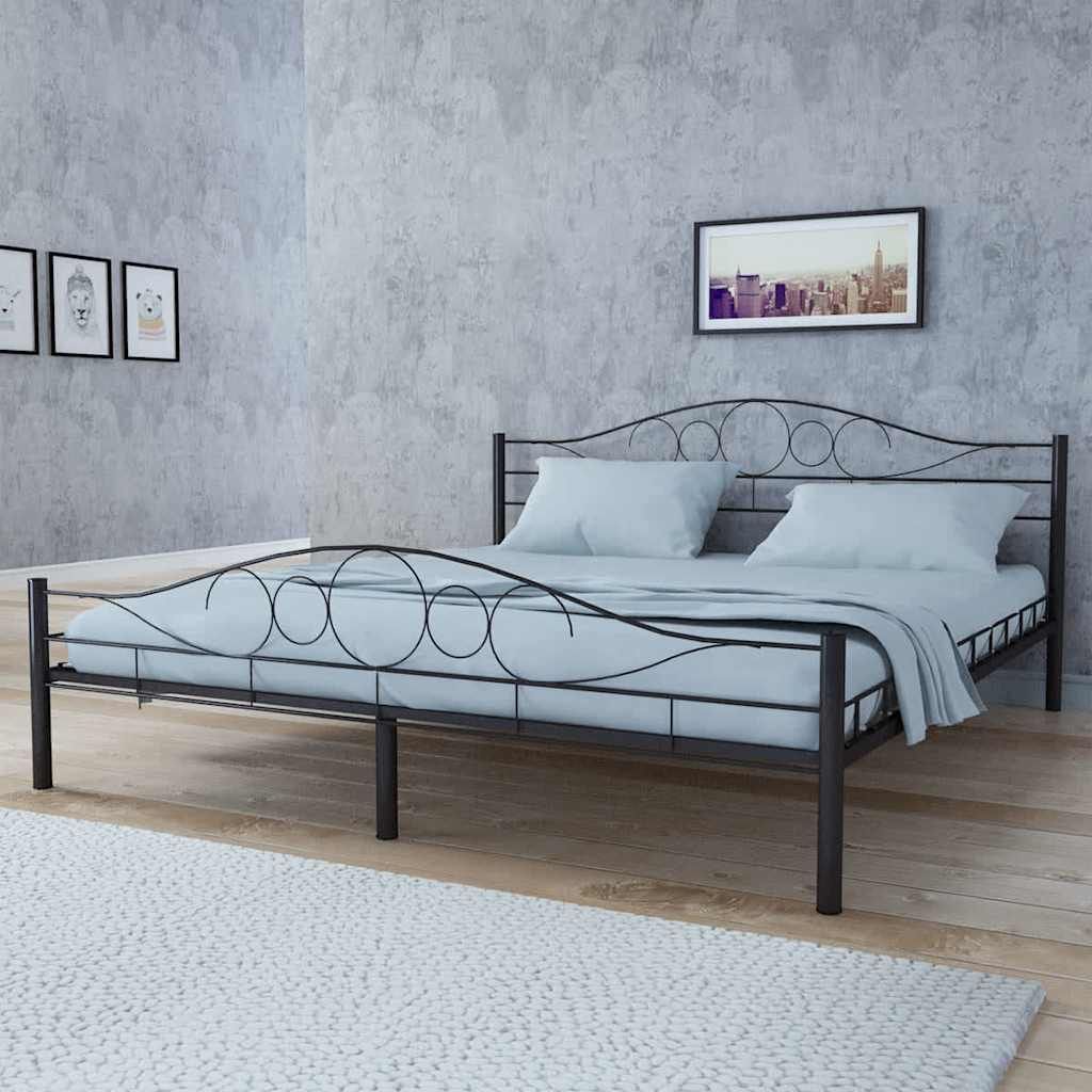 Letto con Materasso Nero in Acciaio Verniciato 140x200 cm vidaXL