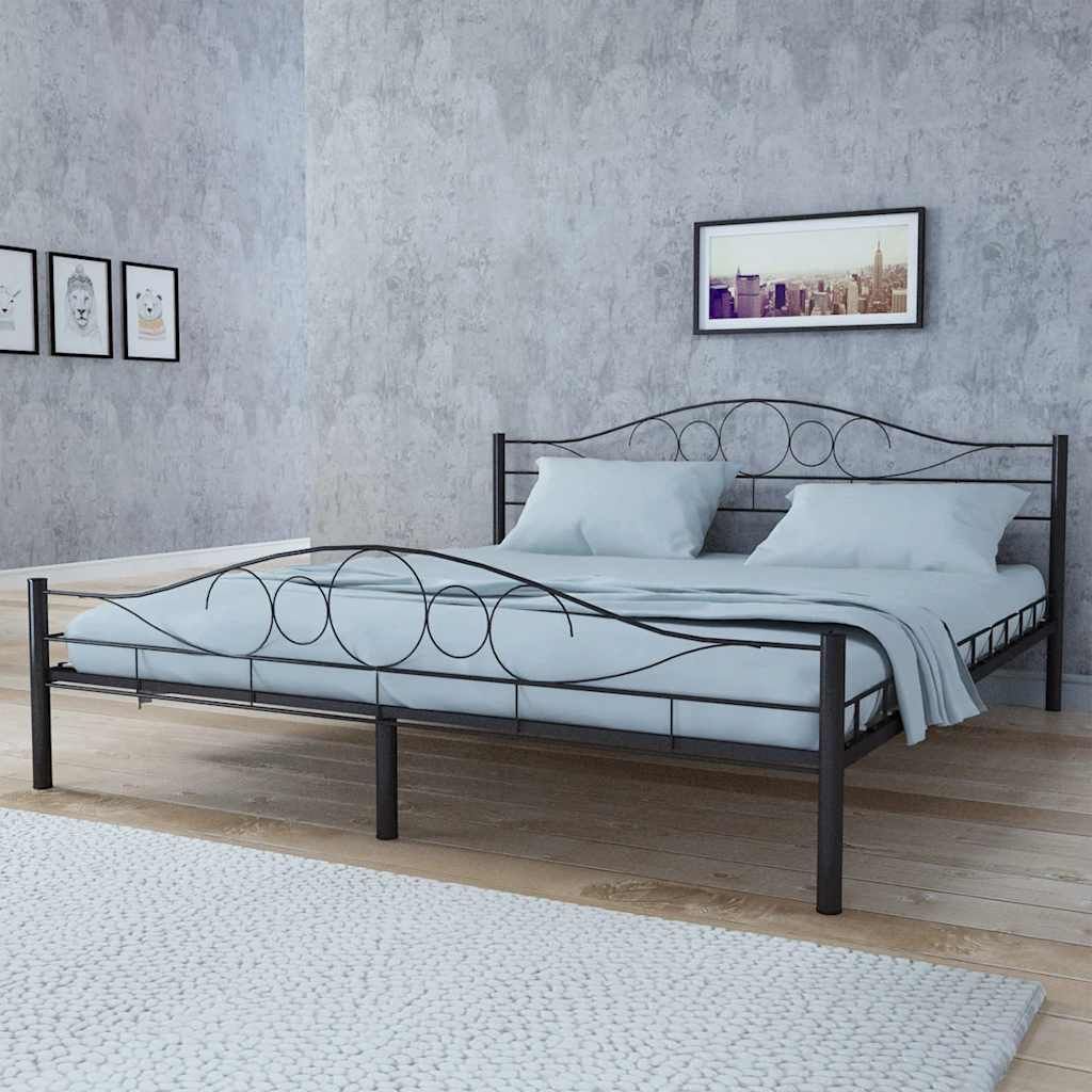 Letto con Materasso Memory Foam Nero in Acciaio 140x200 cm vidaXL