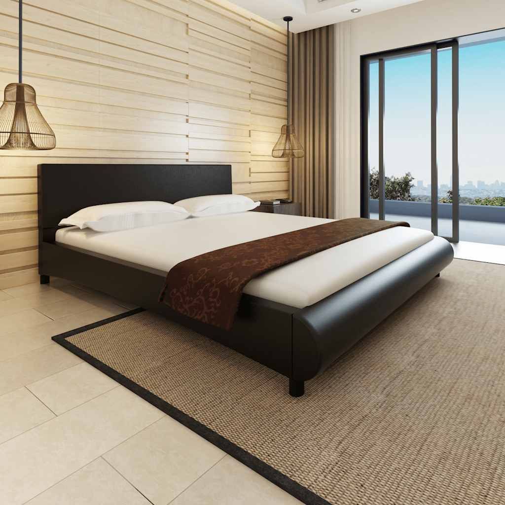 Letto con Materasso Memory Foam Nero in Similpelle 180x200 cm vidaXL