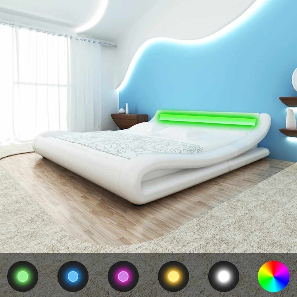 Letto con Materasso Memory e LED Bianco in Similpelle 180x200cm vidaXL