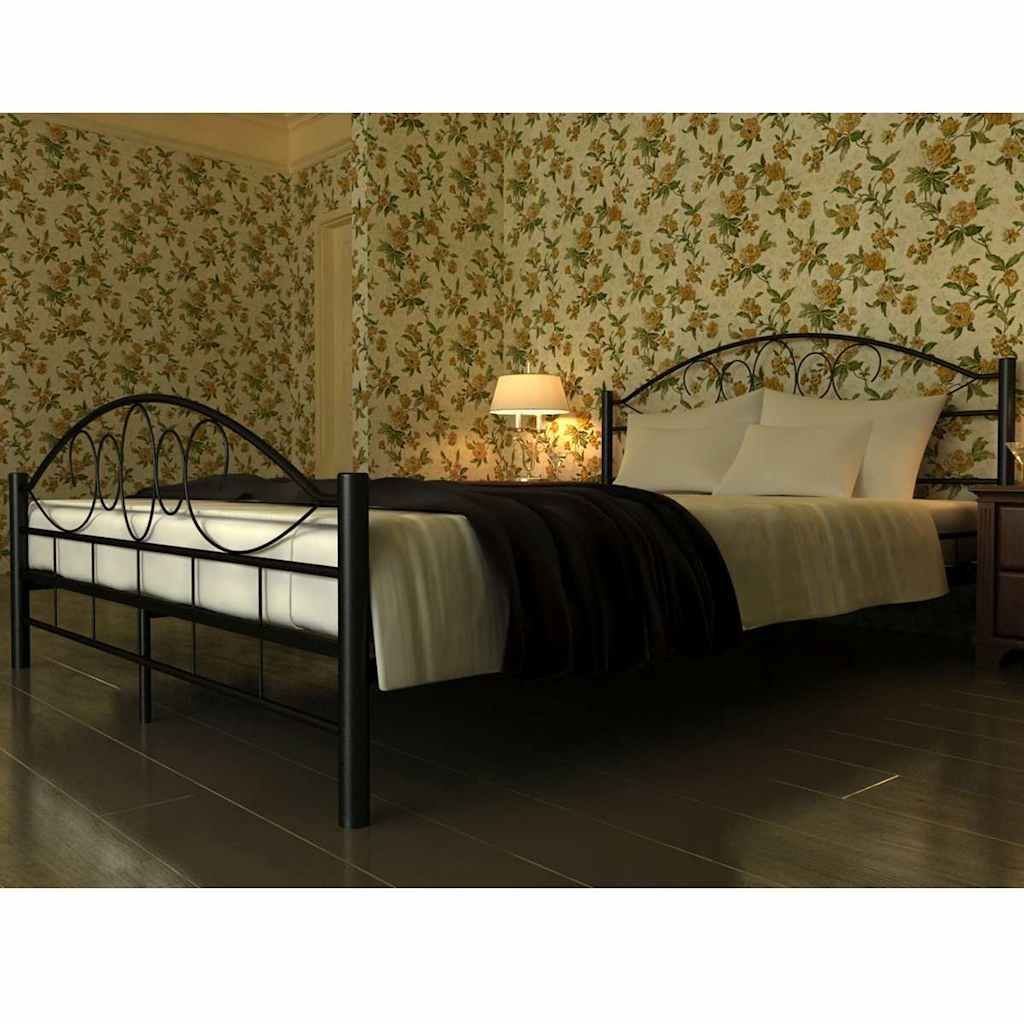 Letto con Materasso Nero in Metallo 140x200 cm vidaXL