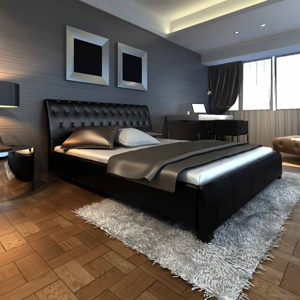 Letto con Materasso Nero in Similpelle 180x200 cm vidaXL