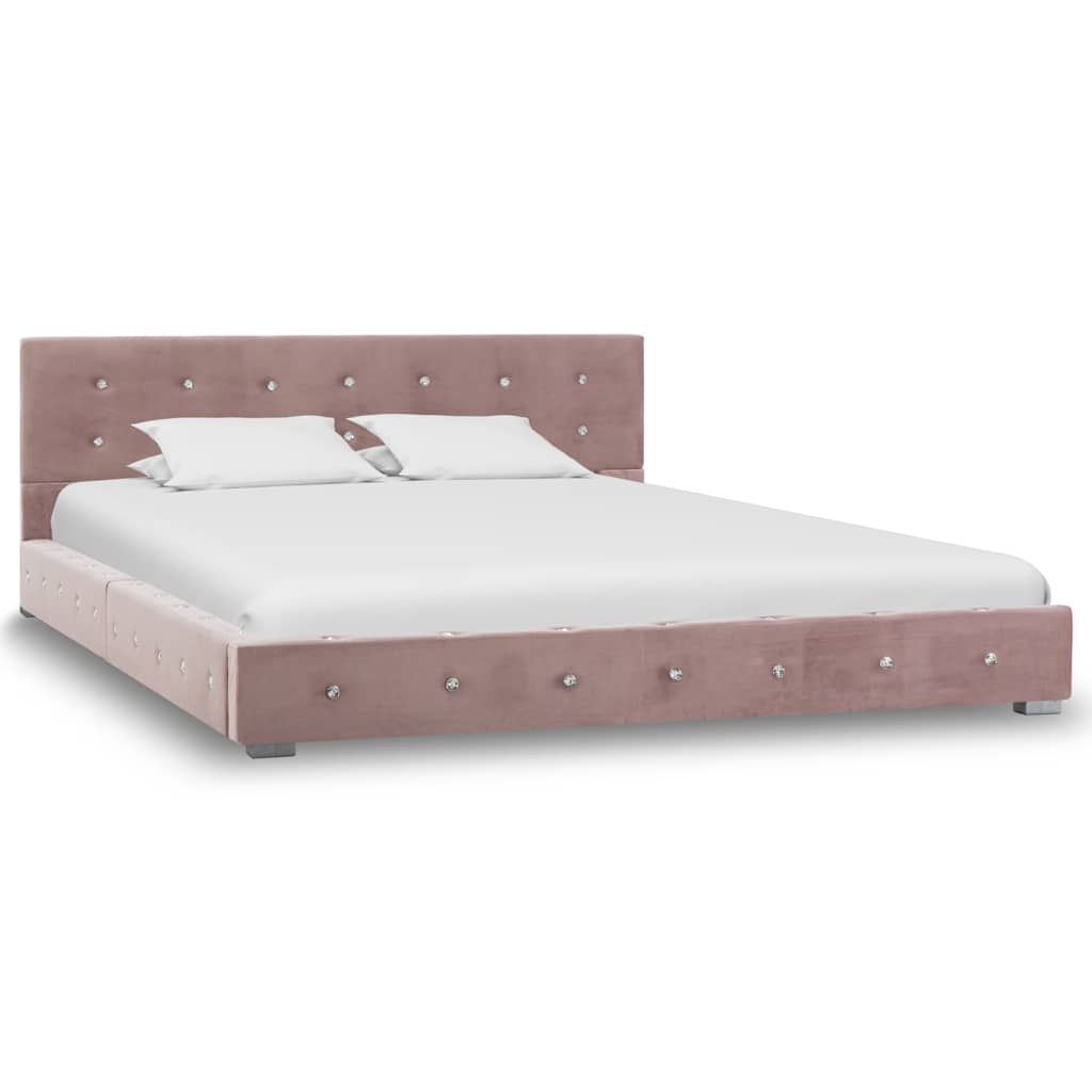 Letto con Materasso Rosa Velluto 140x200 cm vidaXL