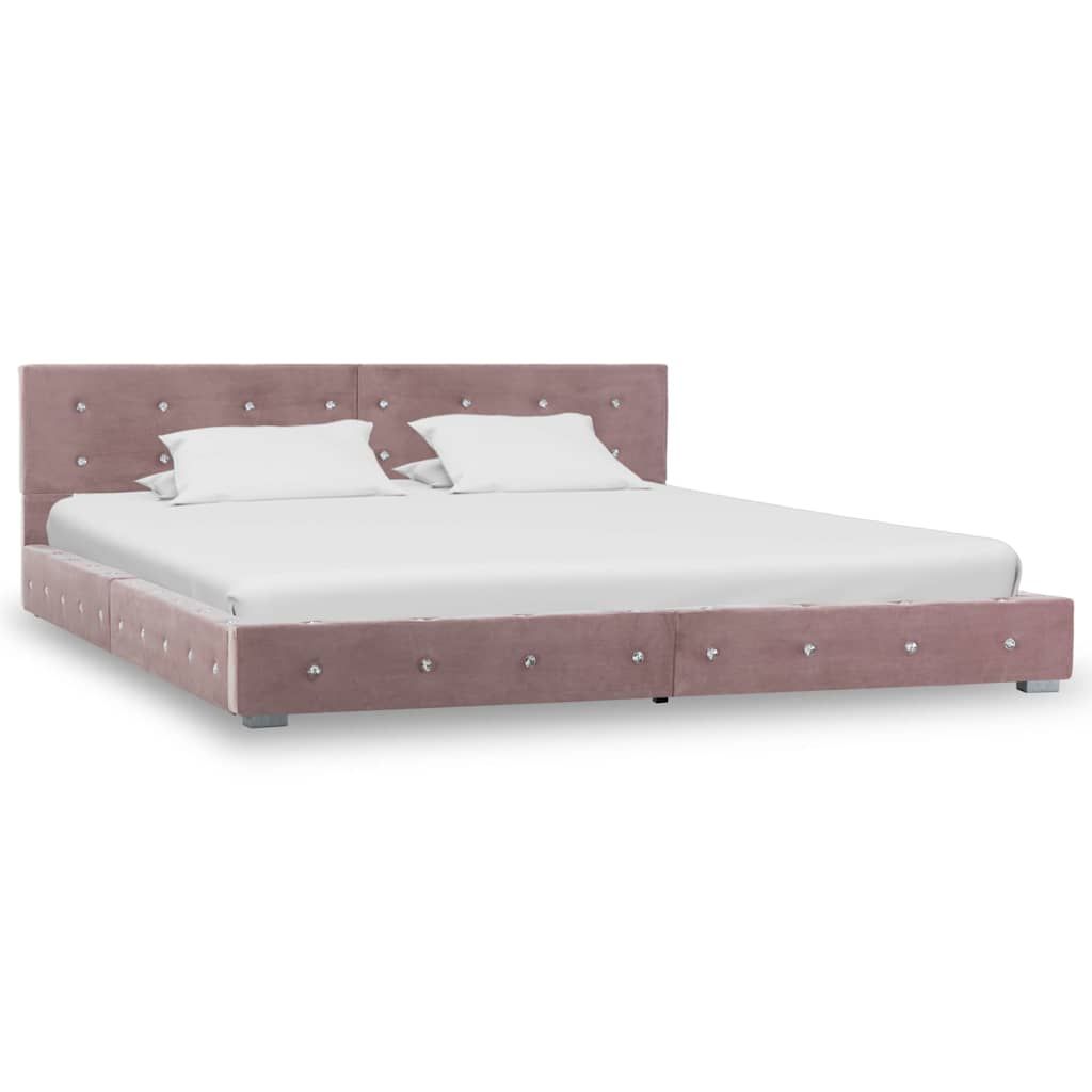 Letto con Materasso Rosa Velluto 180x200 cm vidaXL
