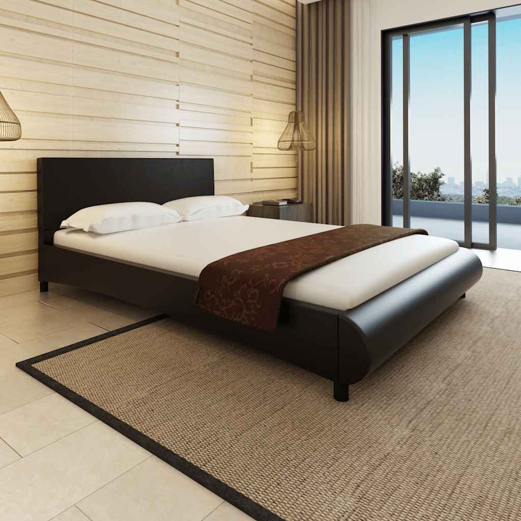 Letto con Materasso Memory Foam Nero in Similpelle 140x200 cm vidaXL