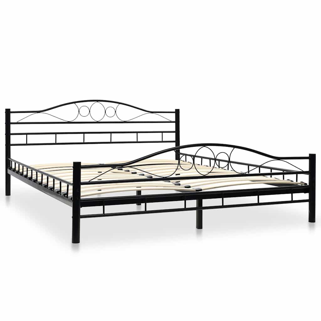 Letto con Materasso Memory Foam Nero in Metallo 160x200 cm vidaXL