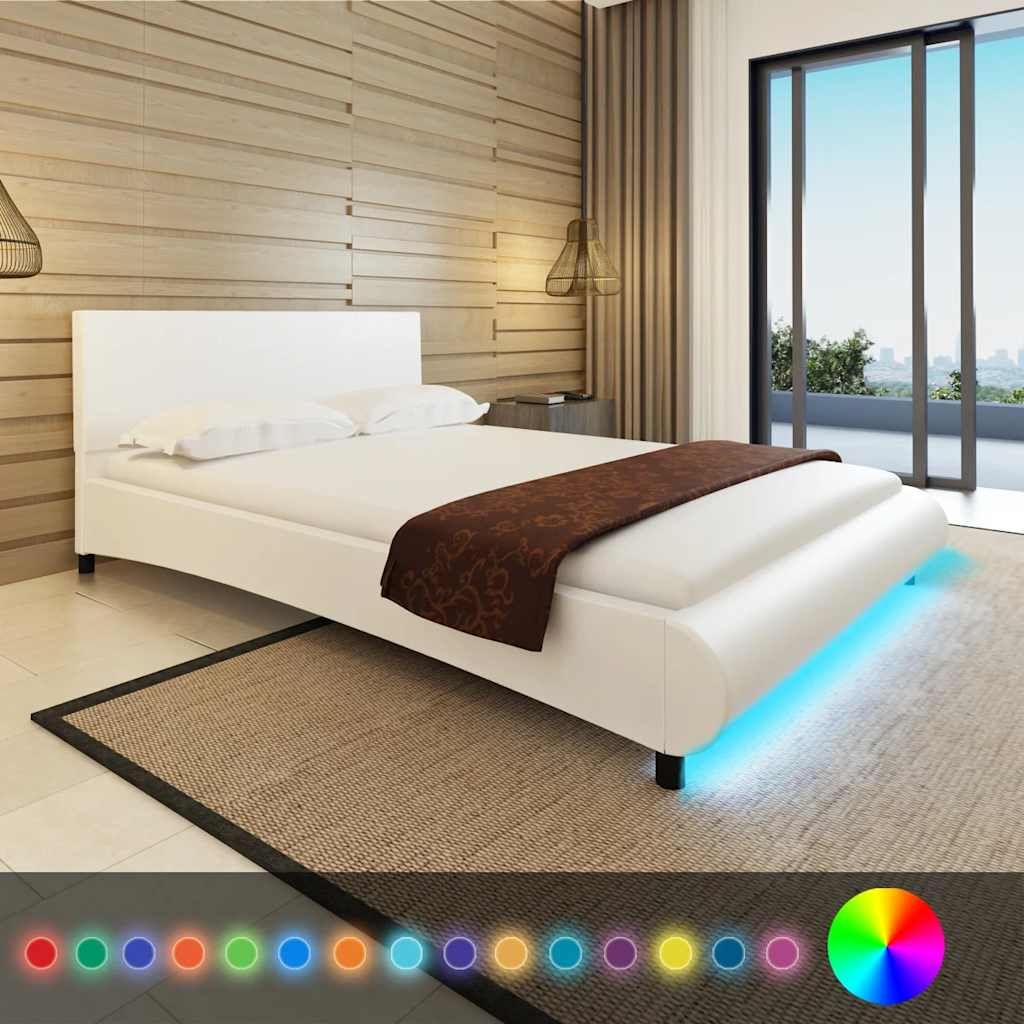 Letto con Materasso Memory e LED Bianco Similpelle 140x200 cm vidaXL