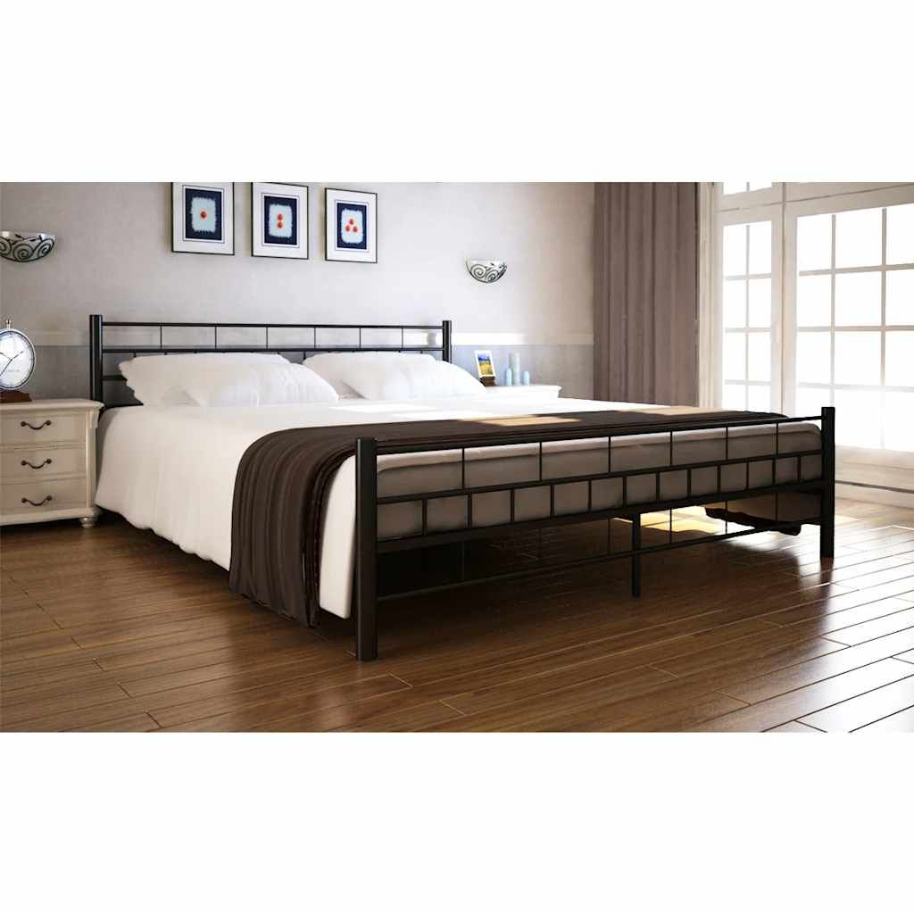 Letto con Materasso Nero in Acciaio Verniciato 180x200 cm vidaXL