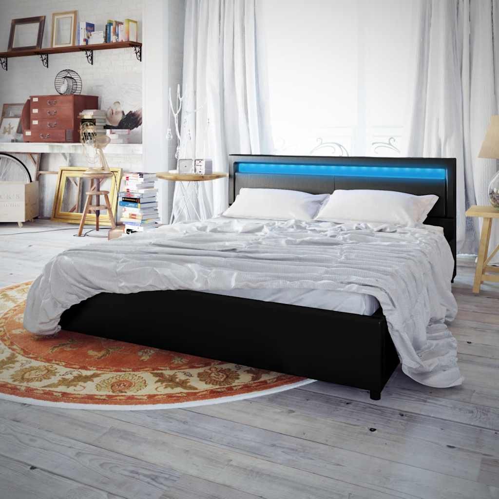 Letto con Materasso Memory e LED Nero in Similpelle 180x200 cm vidaXL