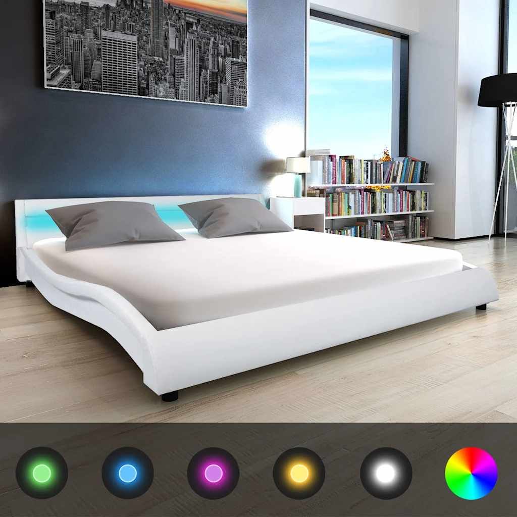 Letto con Materasso Memory e LED Bianco Similpelle 180x200 cm vidaXL