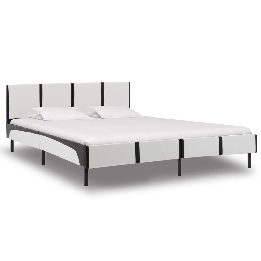 Letto con Materasso Nero e Bianco in Similpelle 140x200 cm vidaXL