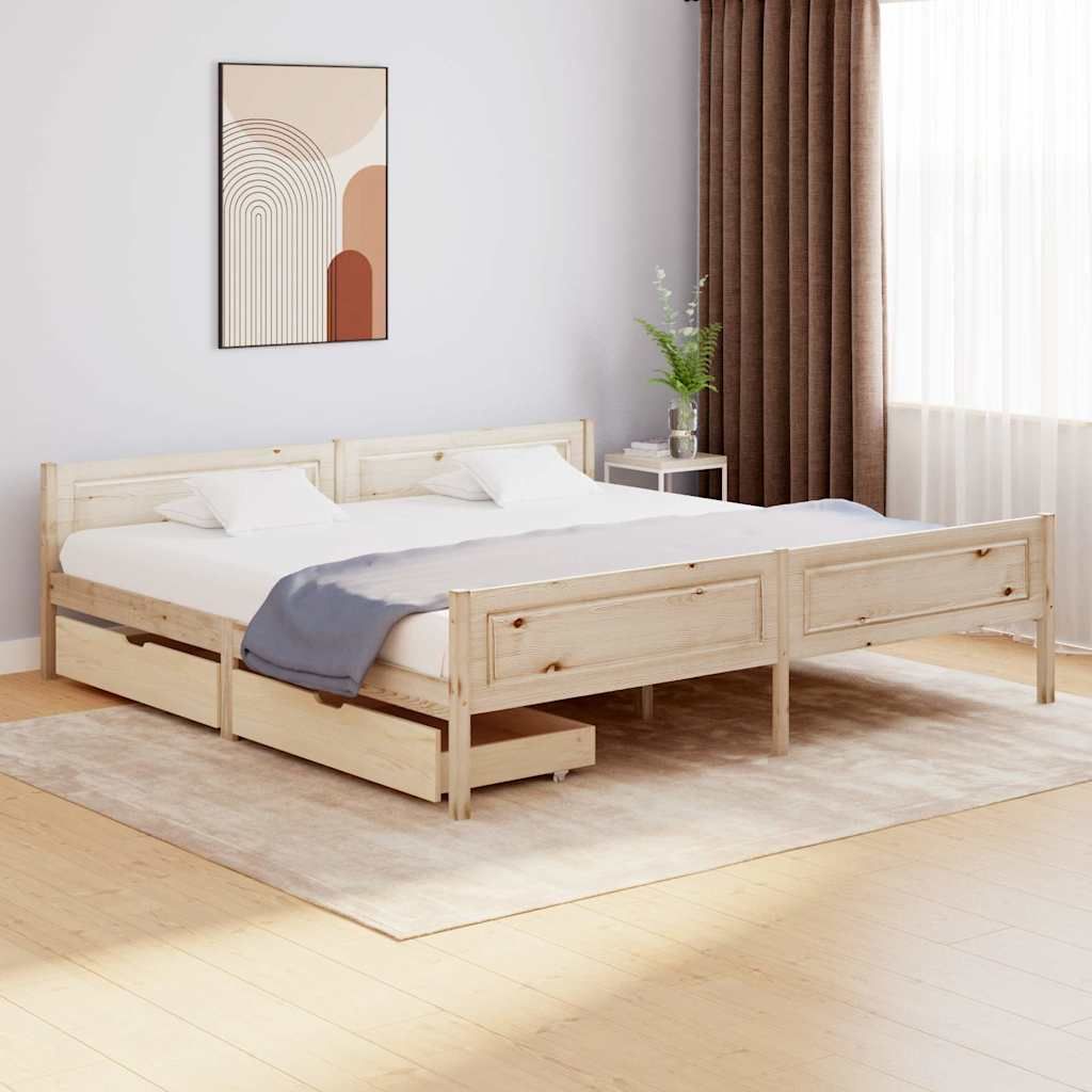 Giroletto con 2 Cassetti in Legno Massello di Pino 200x200 cm vidaXL