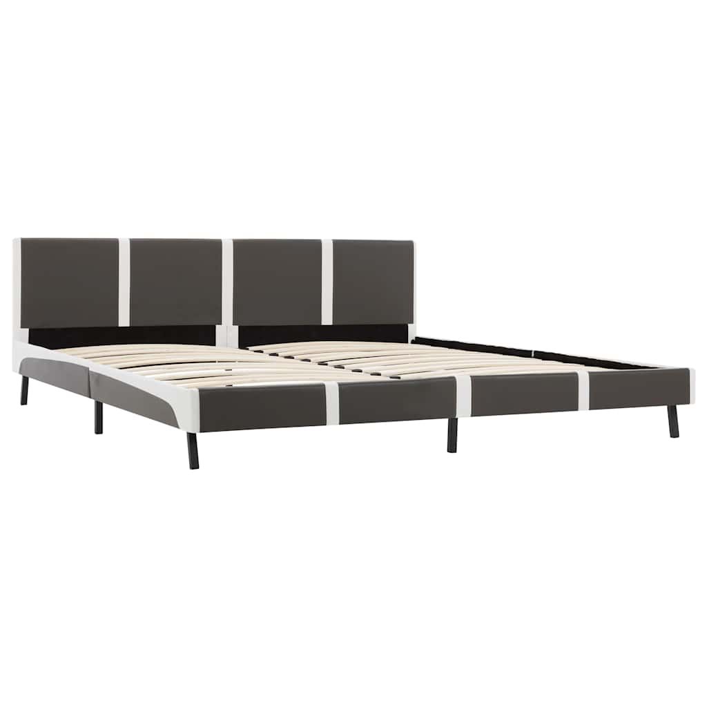 Giroletto senza Materasso Grigio e Bianco Similpelle 180x200 cm vidaXL