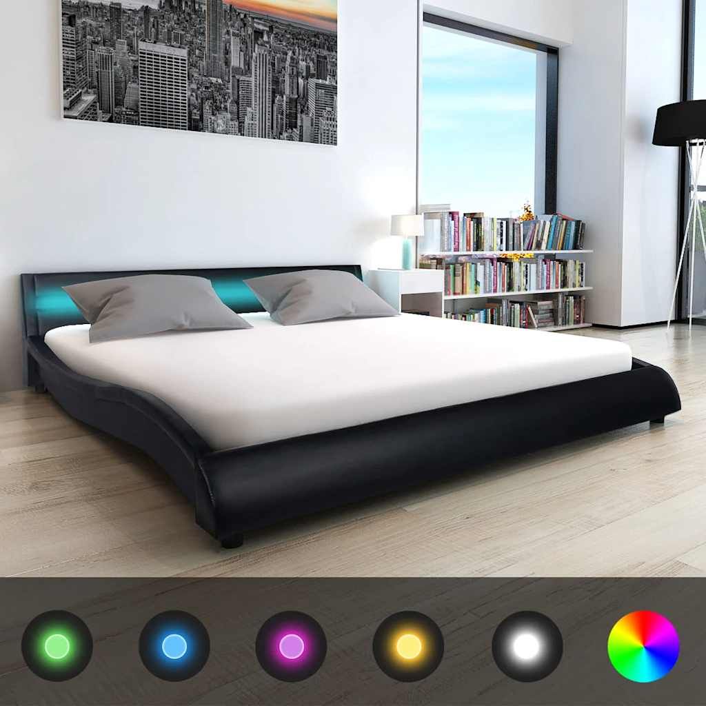 Letto con Materasso a LED Nero in Similpelle 180x200 cm vidaXL