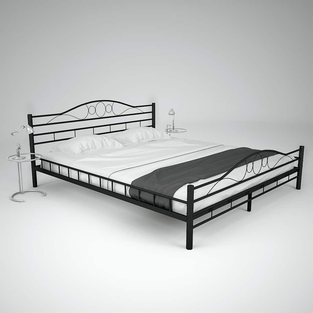 Letto con Materasso Memory Foam Nero in Metallo 180x200 cm vidaXL