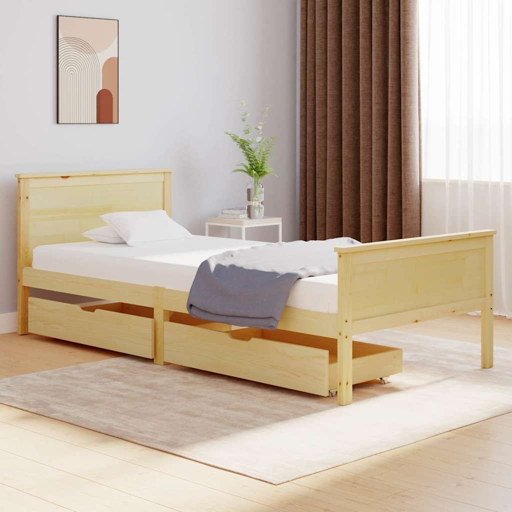 Giroletto con 2 Cassetti in Legno Massello di Pino 90x200 cm vidaXL