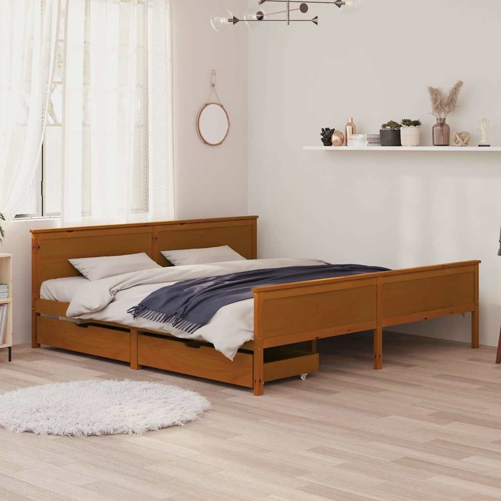 Giroletto senza Materasso Ambra in Legno Massello 180x200 cm vidaXL