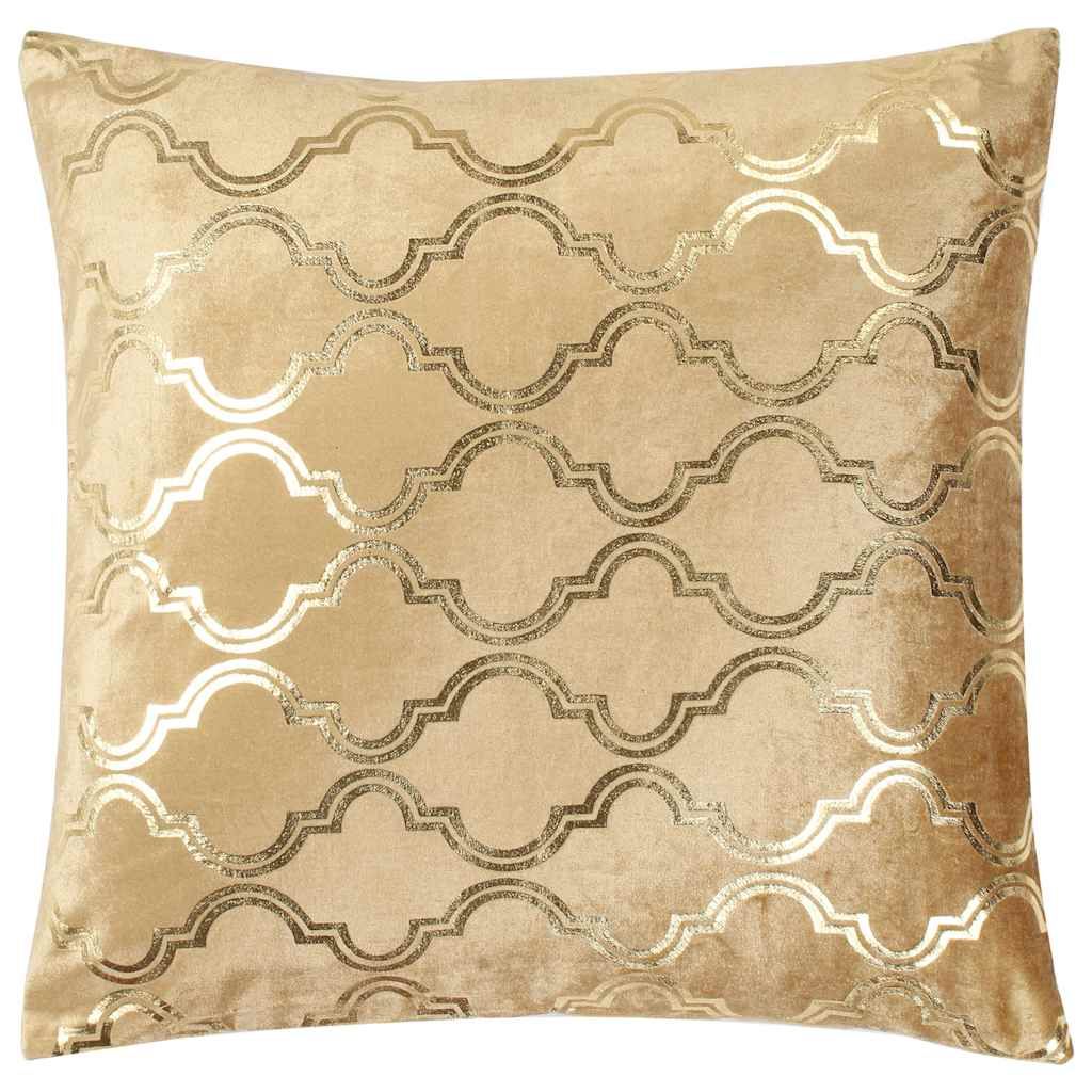 Cuscini 2 pz Stampa con Lamina Beige e Oro 40x40 cm Velluto vidaXL
