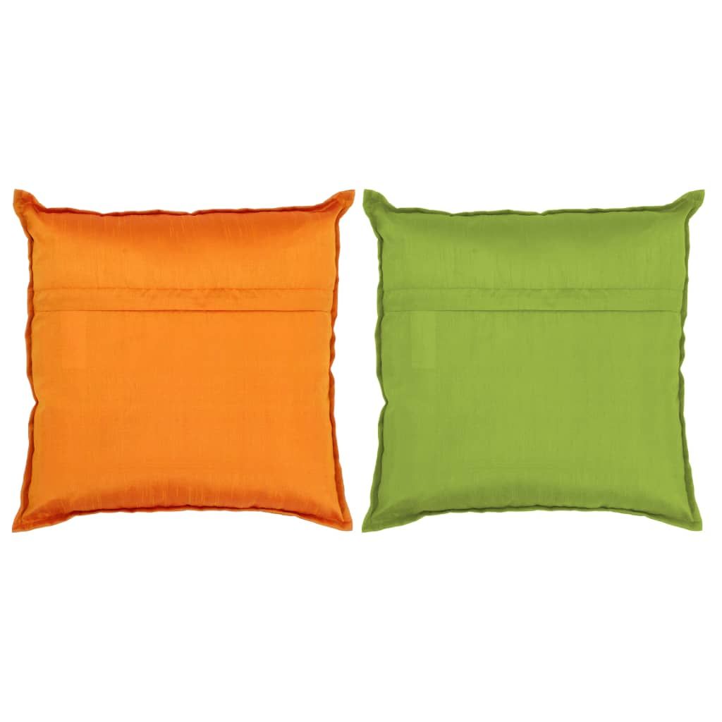 Cuscini Patchwork 2 pz Realizzati a Mano 45x45 cm Arancio/Verde vidaXL