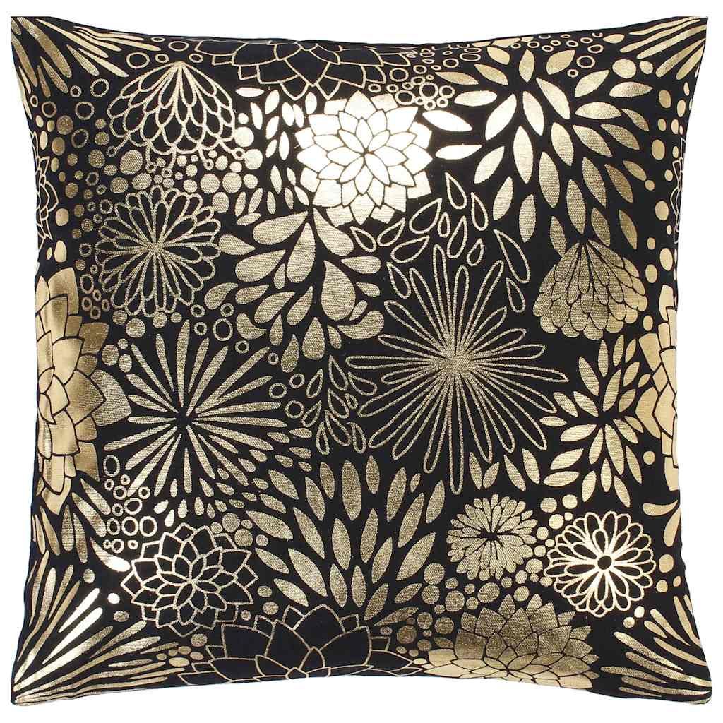 Cuscini 2 pz Stampa con Lamina Neri e Oro 40x40 cm Cotone vidaXL
