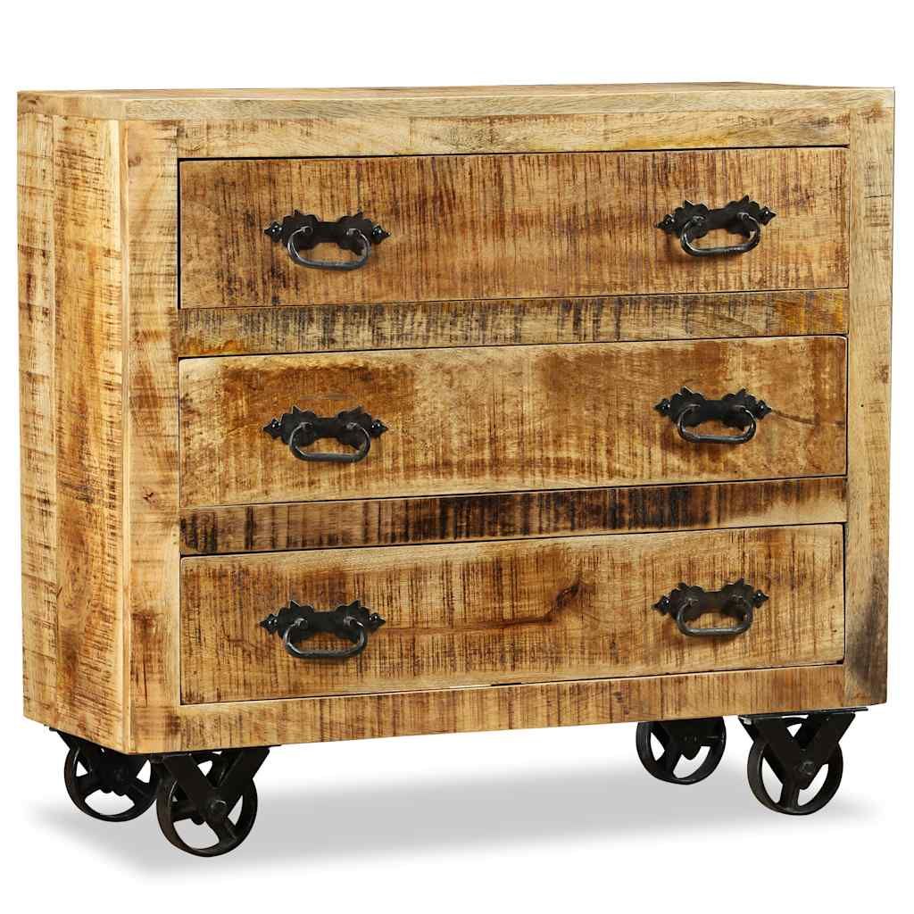 Credenza con 3 Cassetti in Legno Grezzo di Mango vidaXL