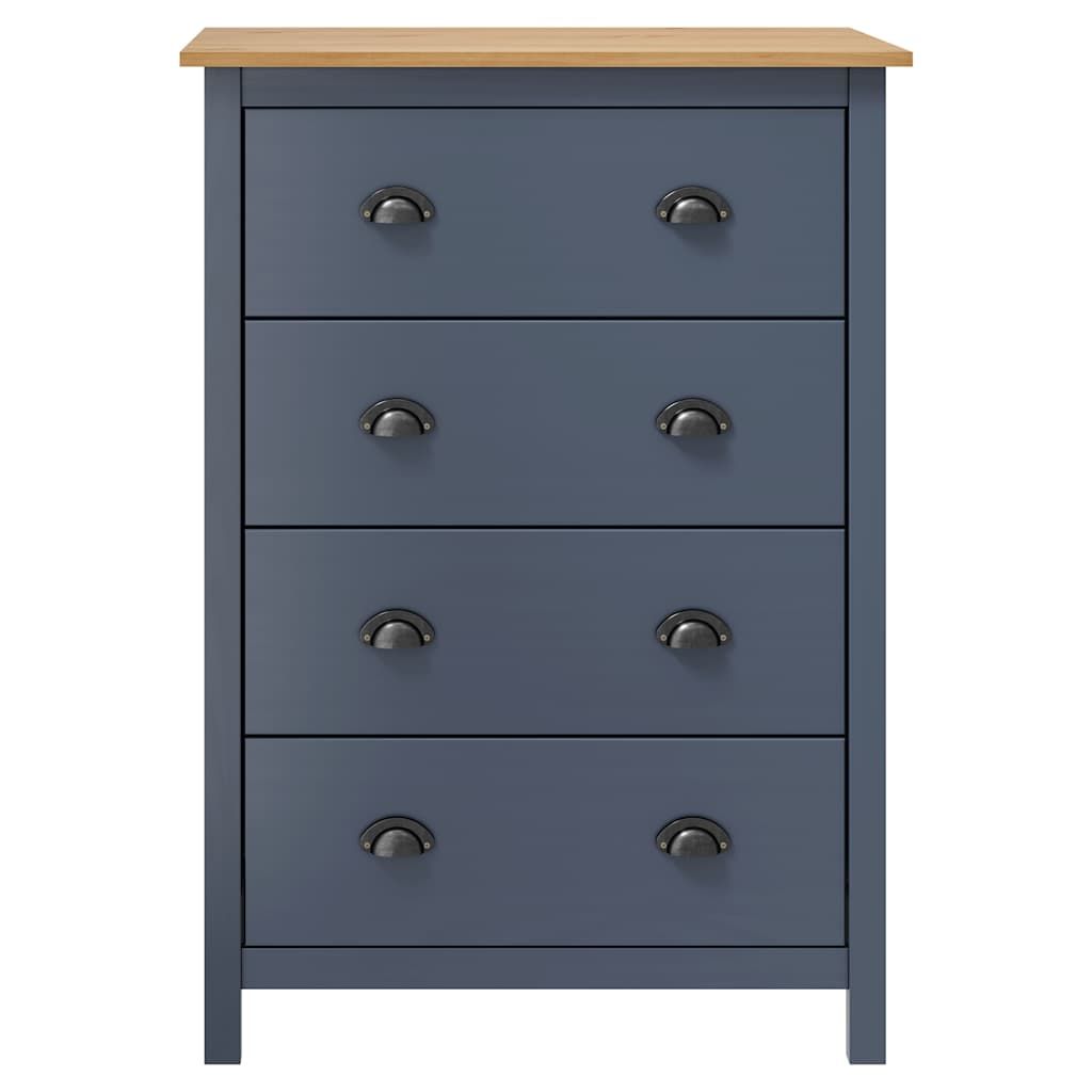 Credenza Hill 4 Cassetti Grigia 79x40x110 cm Massello di Pino vidaXL