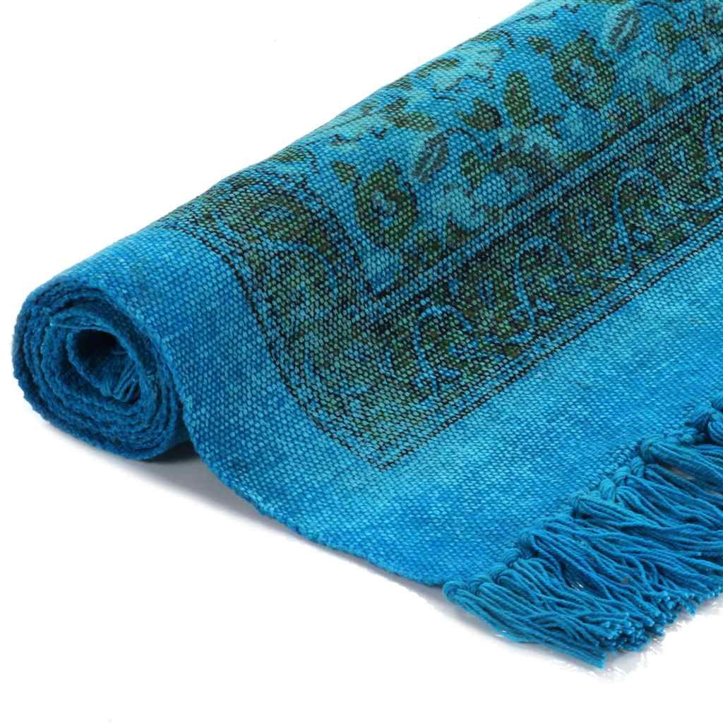Tappeto Kilim in Cotone 120x180 cm con Motivi Turchese vidaXL