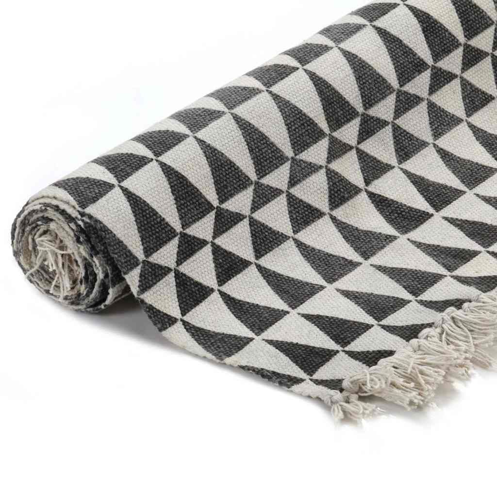 Tappeto Kilim in Cotone 160x230 cm con Motivi Neri/Bianchi vidaXL