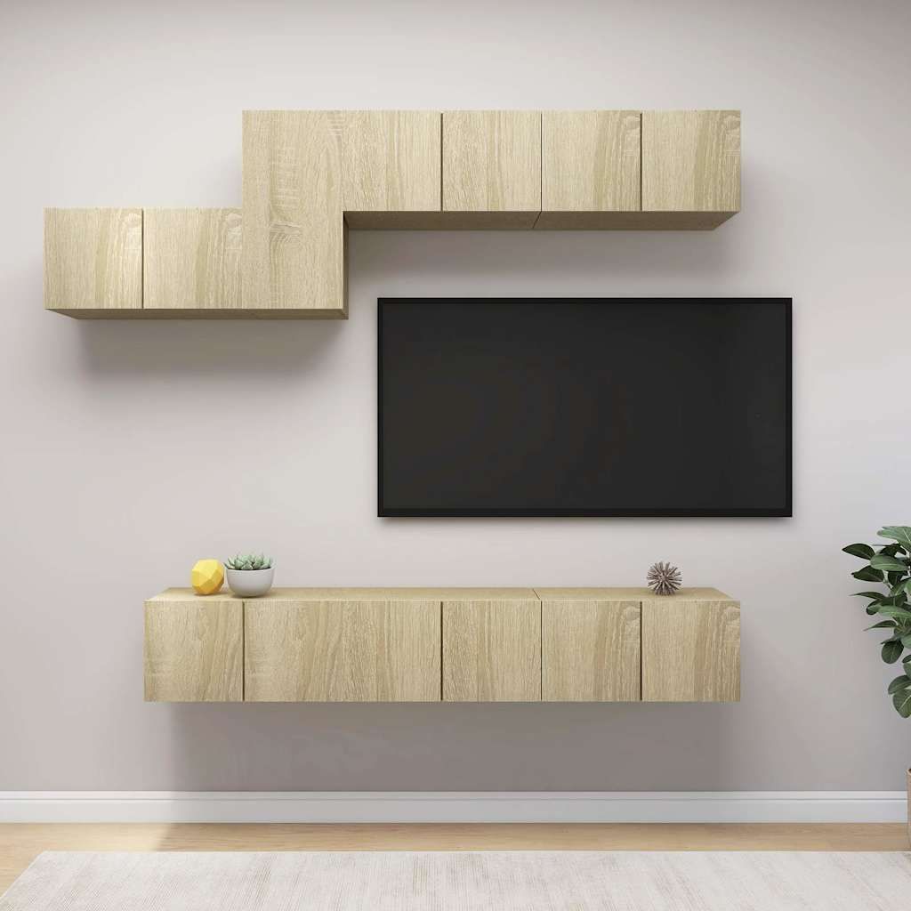 Set di Mobili Porta TV 7 pz Rovere Sonoma in Legno Multistrato vidaXL